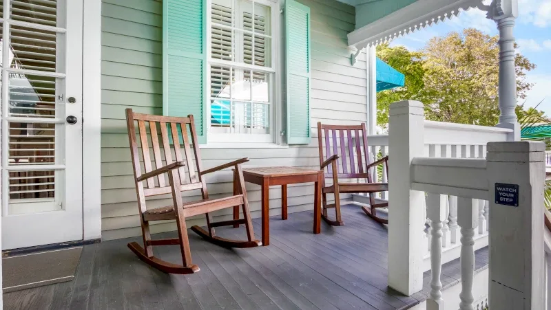 Hotel porch and exterior