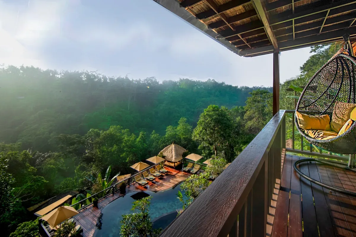 Villa con vistas panorámicas a la selva, balcón privado y vistas al valle del río