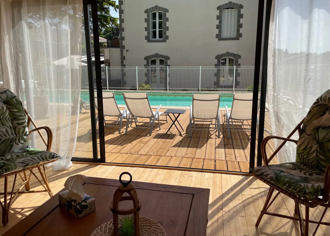 Poolside relaxation area