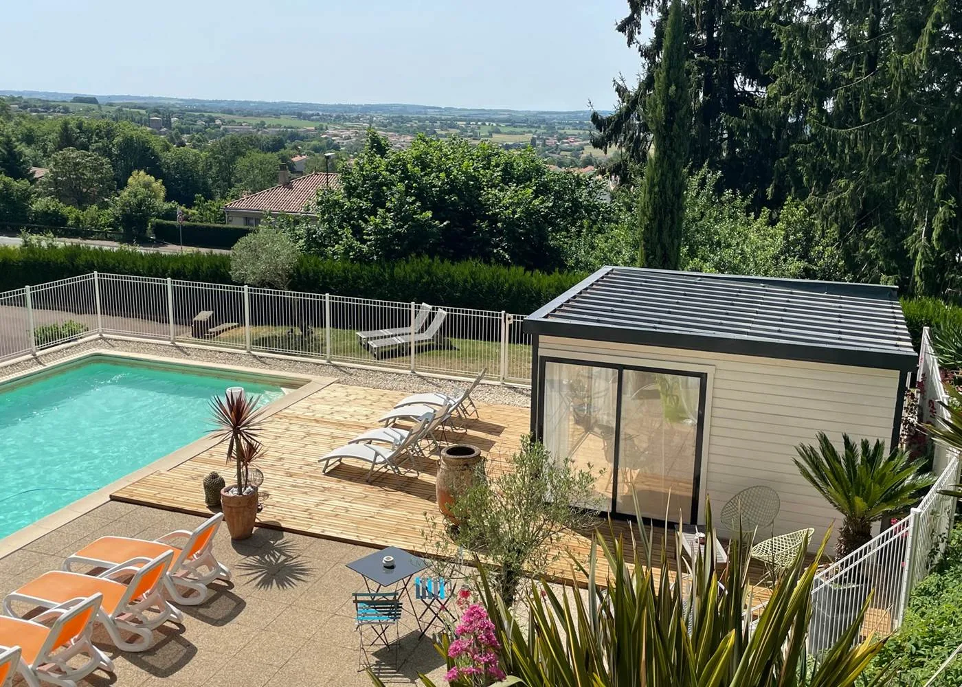 View of the pool and grounds