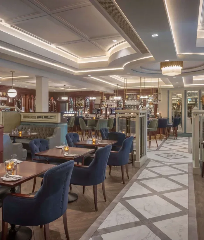 Zona de comedor del hotel.