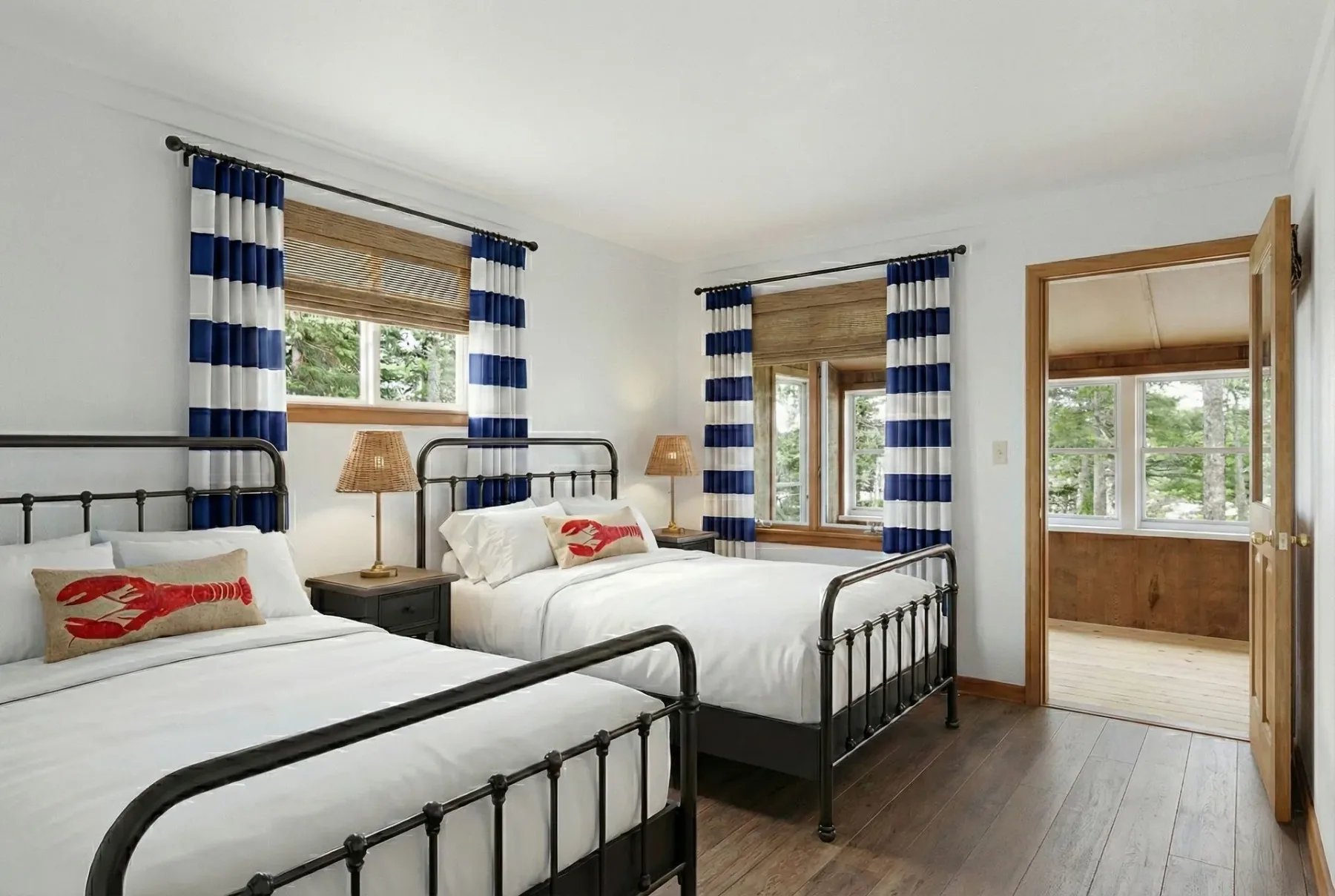 Bedroom with two beds.