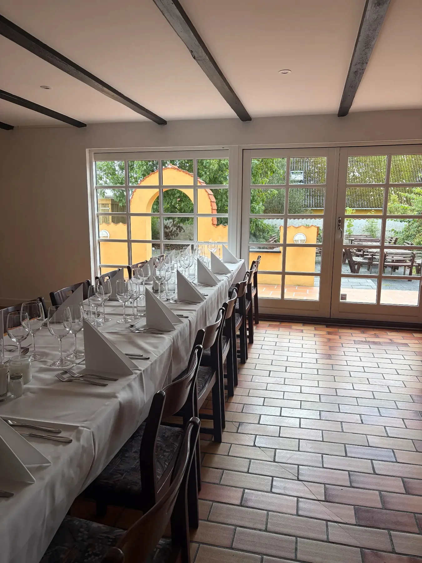 Set table in the event room at Orø Kro & Hotel