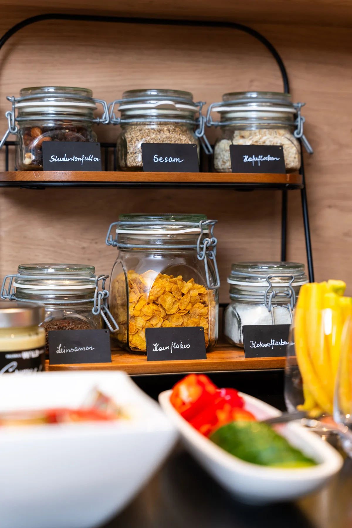 Breakfast buffet with muesli selection