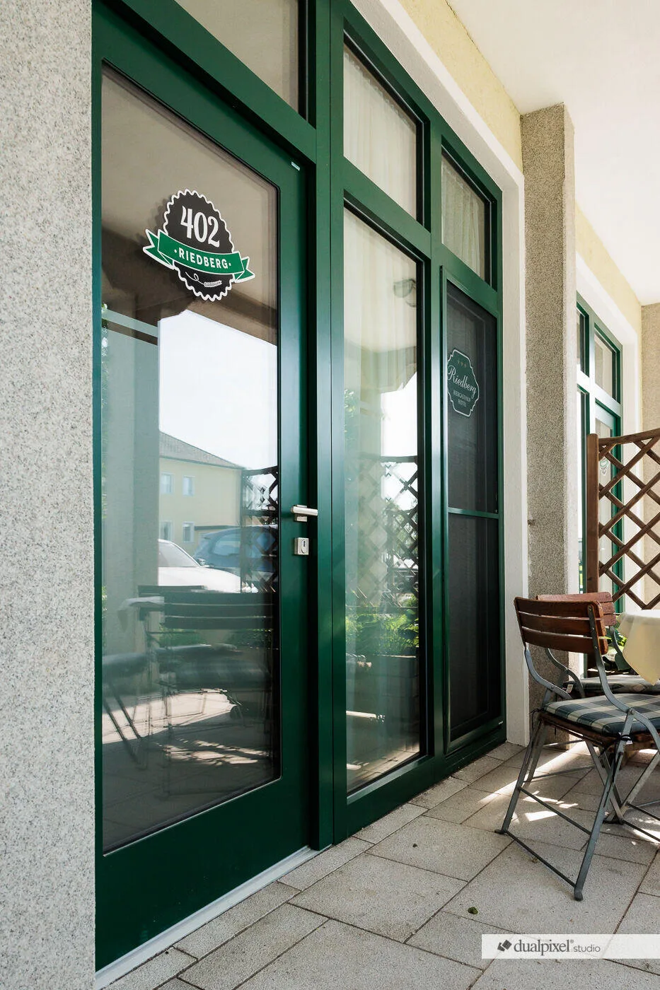 Entrance to an accessible GENUSS double/triple room with terrace