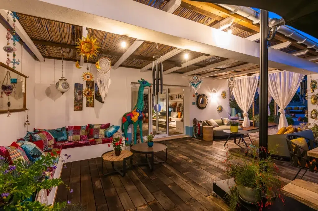 Outdoor lounge and patio area.