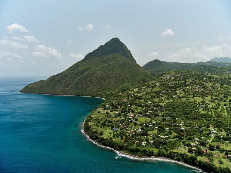 Aerial view of a lush mountain ridge at Ladera Resort