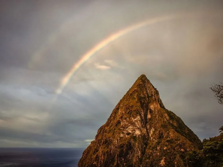 Rainbow over the Pitons