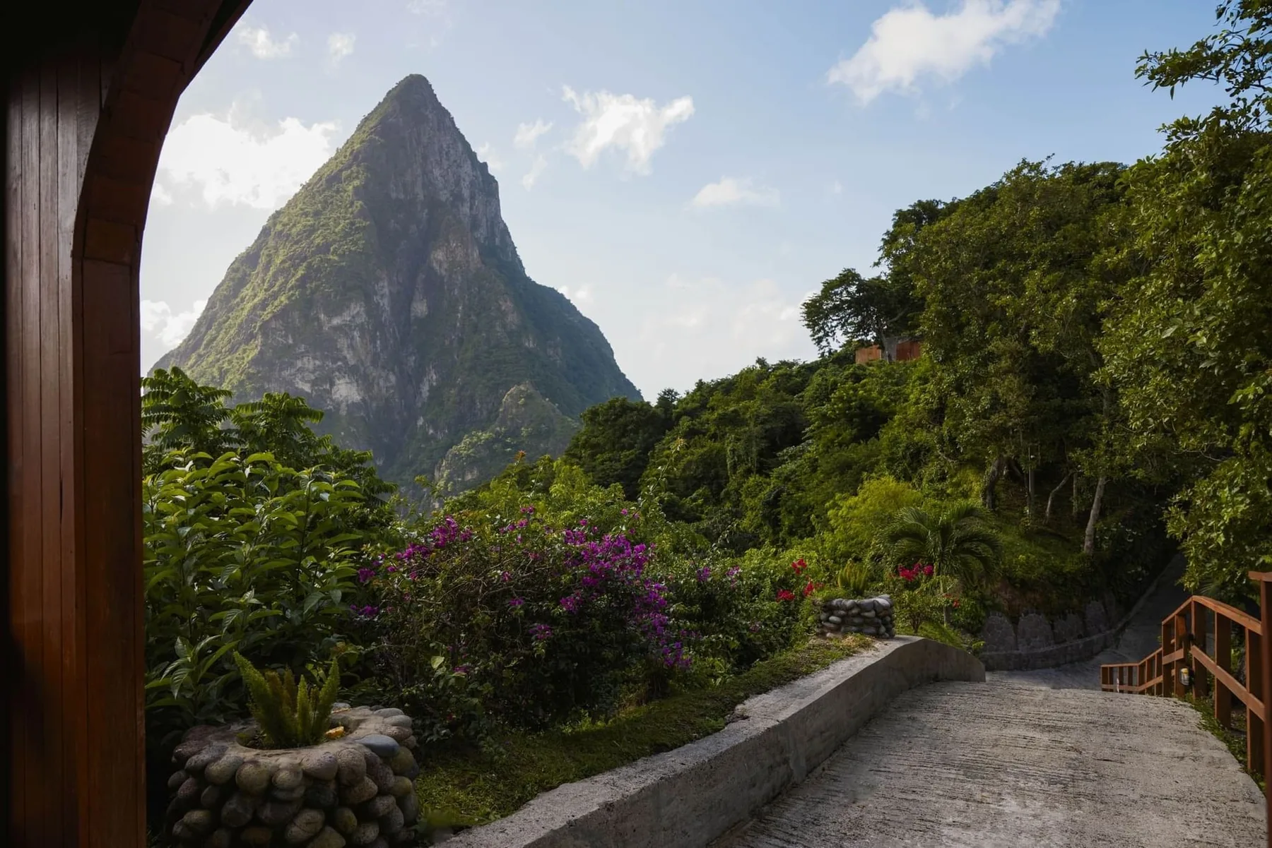 Gros Piton viewed from a pathway near Ladera Resort