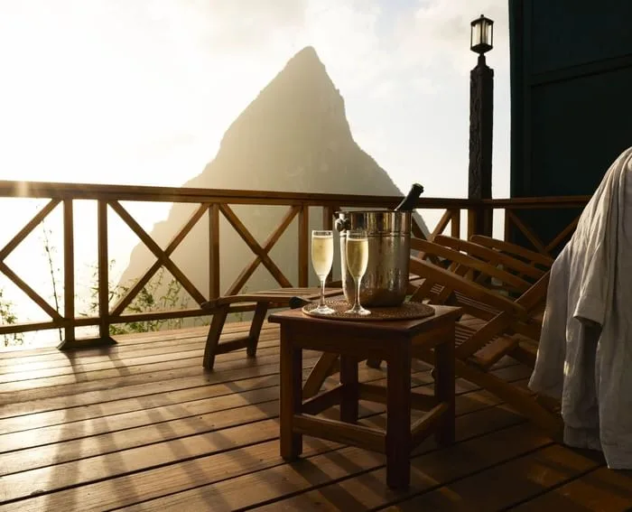Balcony lounge with mountain view