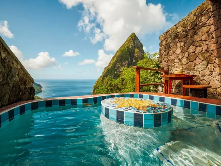 Gros Piton Suite pool area