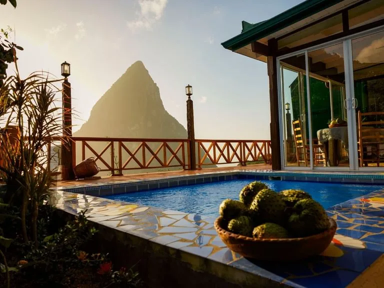 La Petit Fleur plunge pool at sunrise