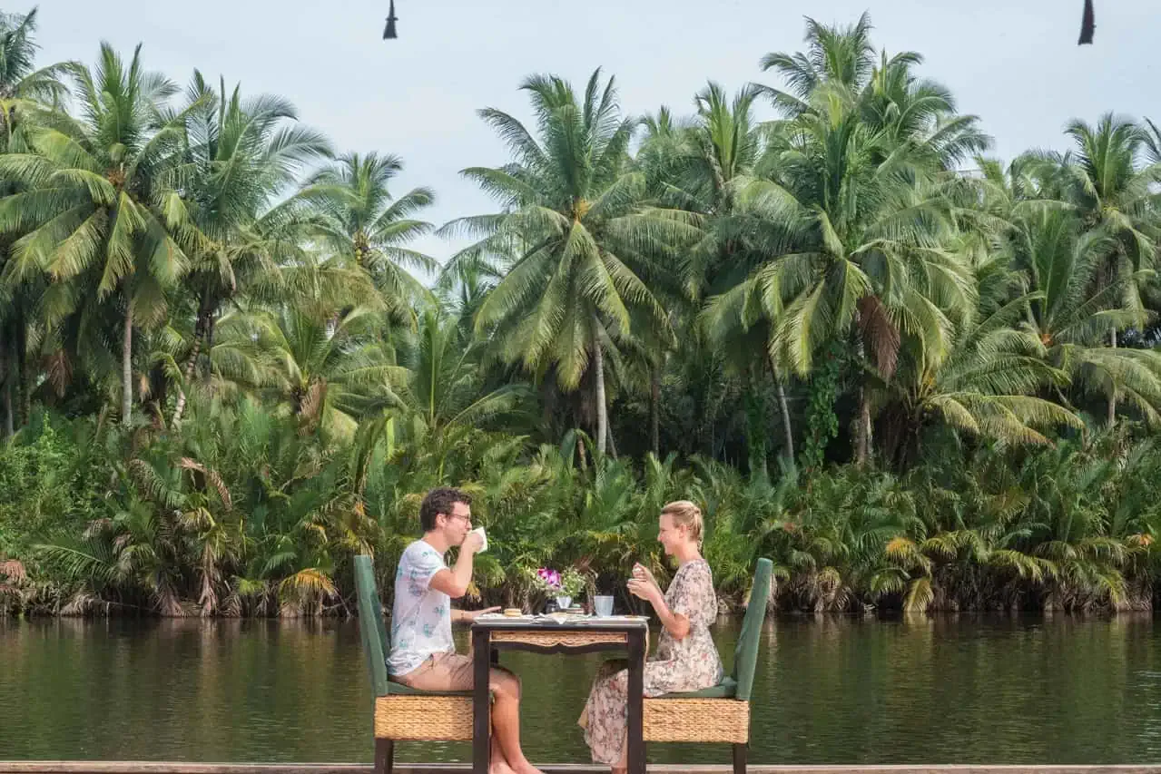 Guests dining at the retreat’s restaurant
