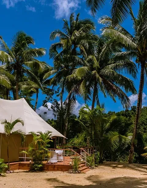 Island tent featured in a family adventure package