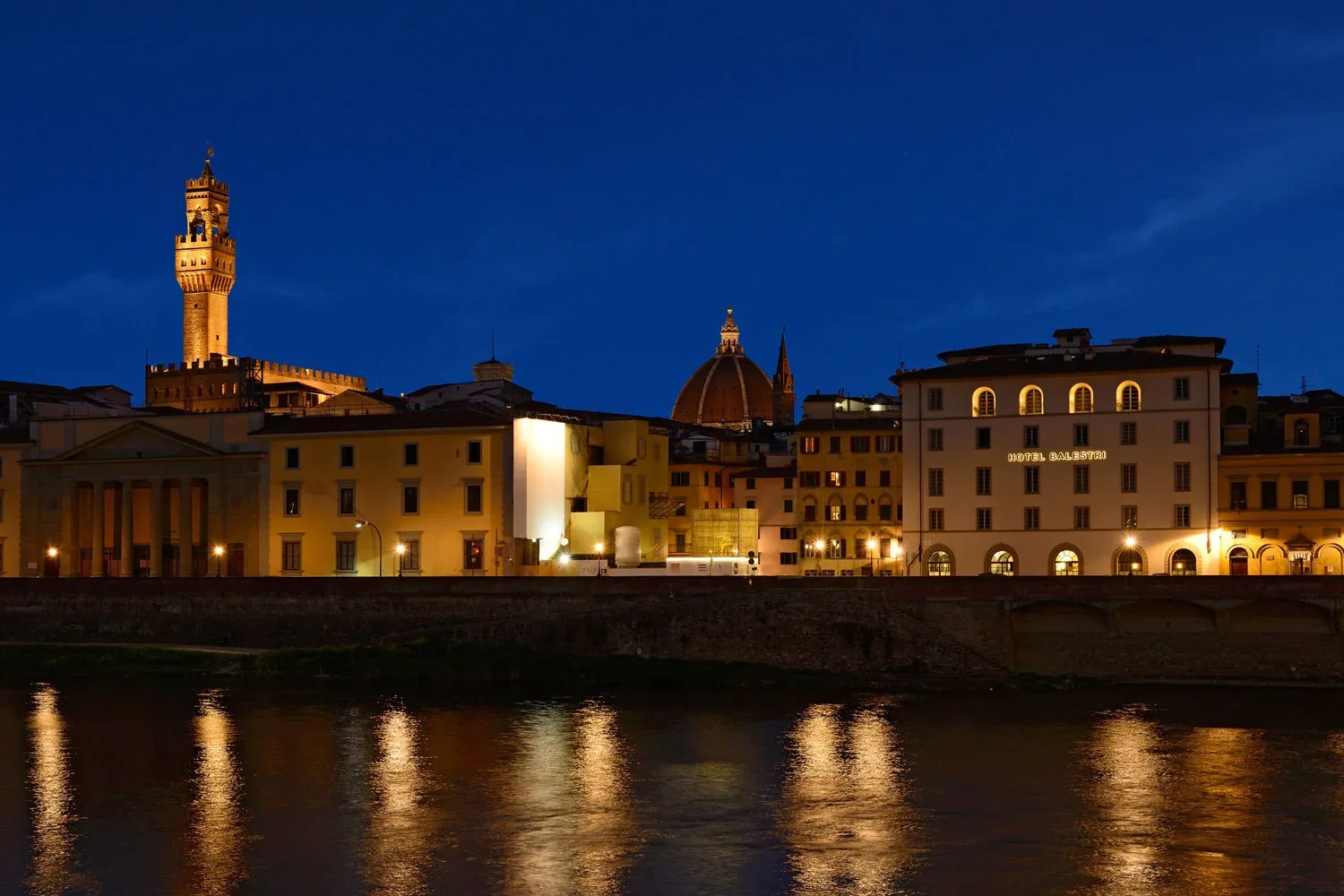 Hotel exterior at night