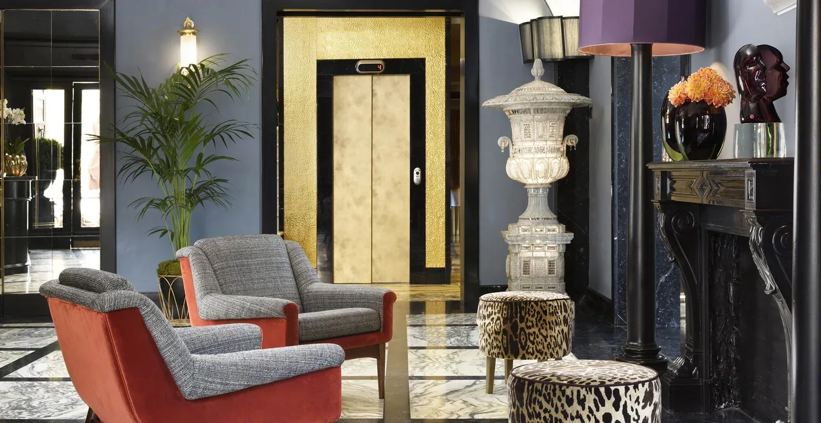 Hotel hall and elevator