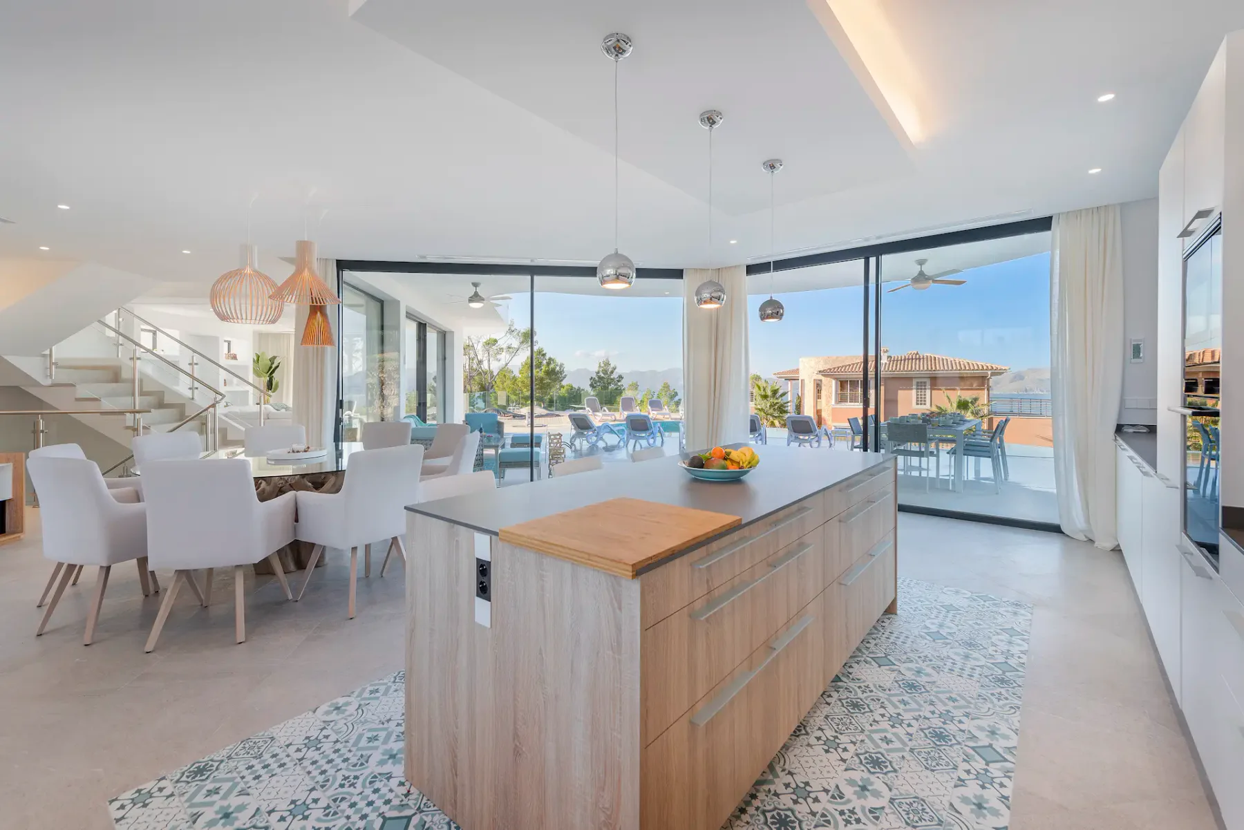 Comtemporary designed kitchen sea view villa Arc en ciel Mallorca
