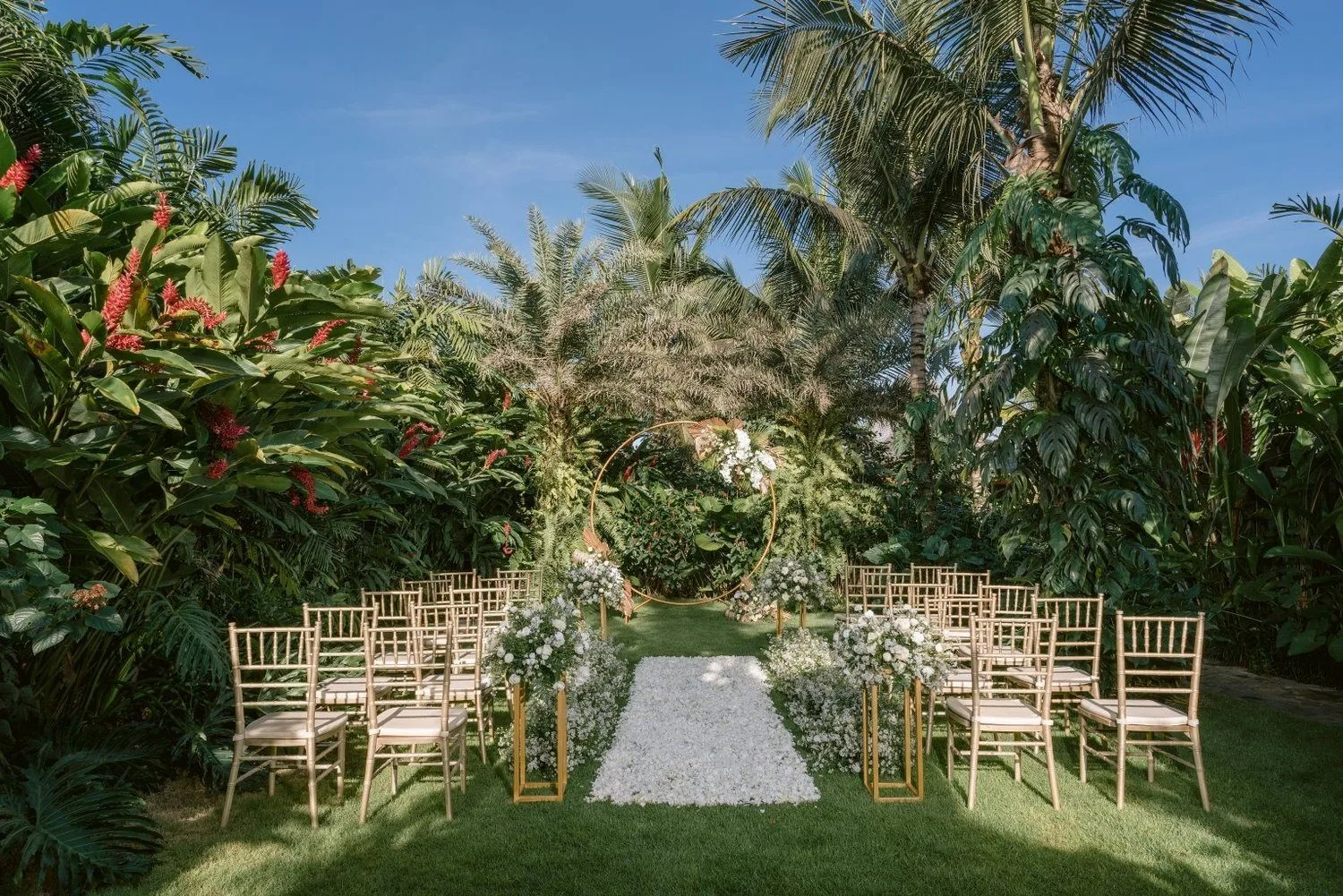 Wedding celebration in the gardens at Desa Hay