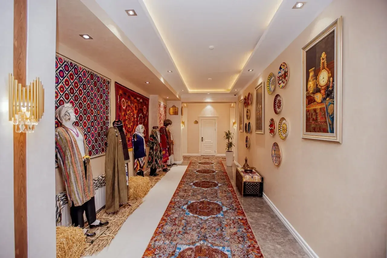 Hotel corridor with traditional costumes