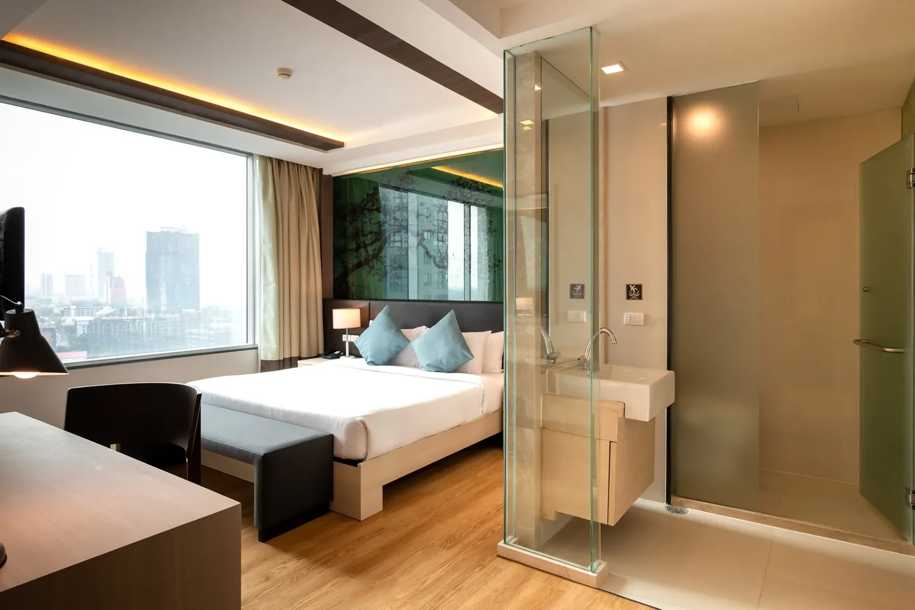 Two-bedroom suite with kitchen.