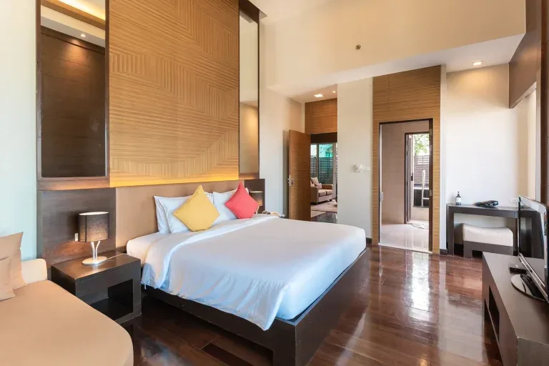 Hotel suite with pool.