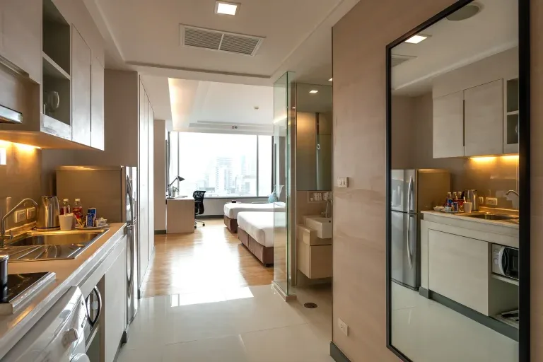 Triple room kitchen.
