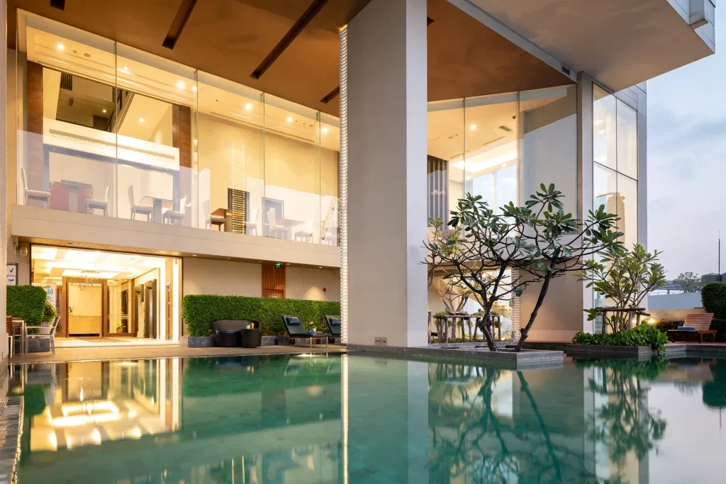 Outdoor swimming pool.