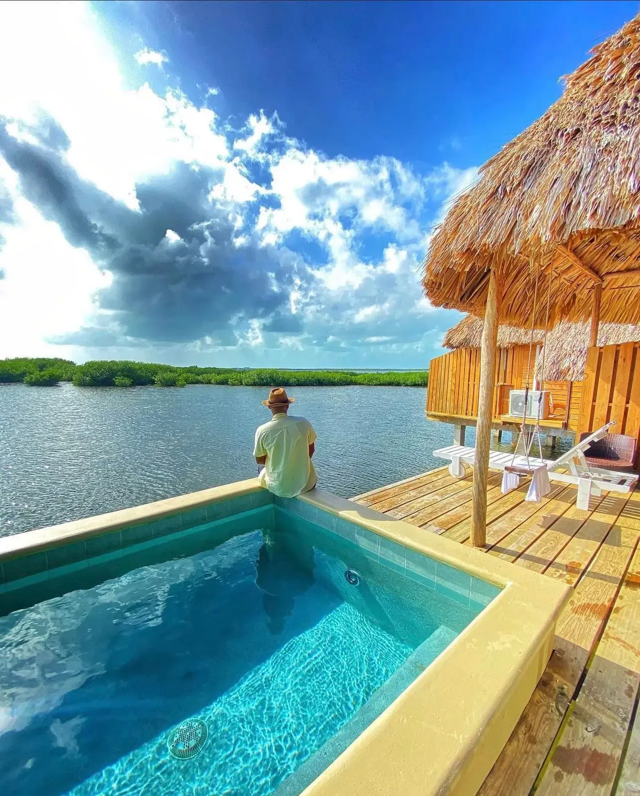 Private plunge pool on a duplex cabana at Lina Point, Ambergris Caye