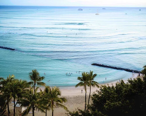 Playa de Waikiki vista desde ESPACIO.