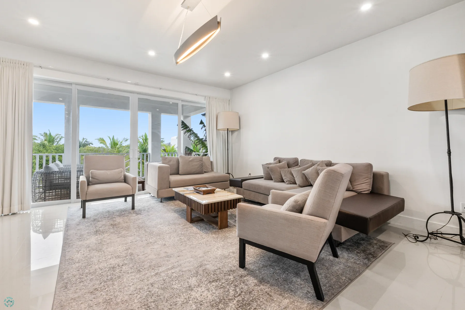 The House living room with balcony