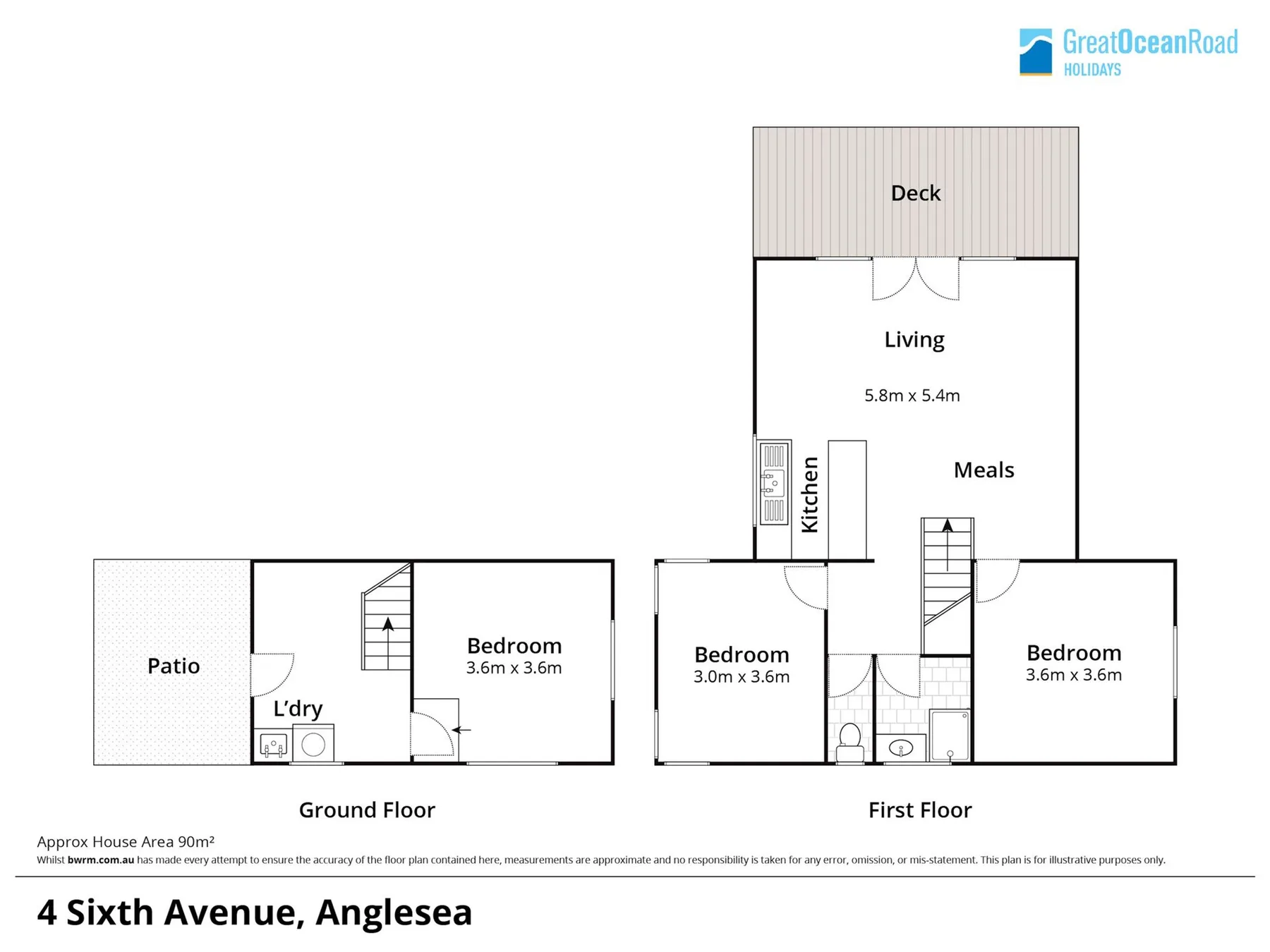 A floor plan shows the ground floor and first floor of a house.