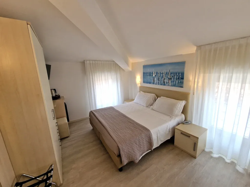 Modern bedroom with double bed