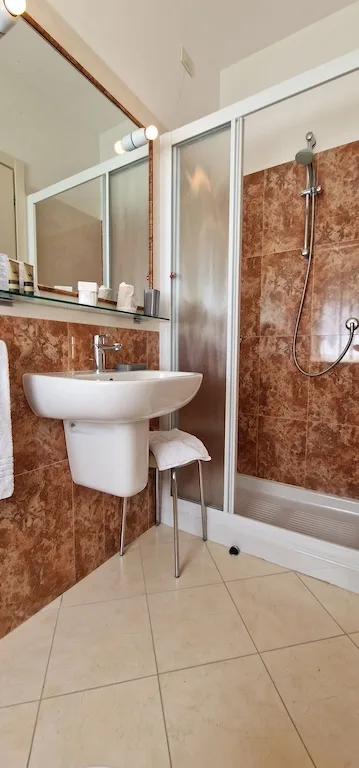 Bathroom with sink and shower
