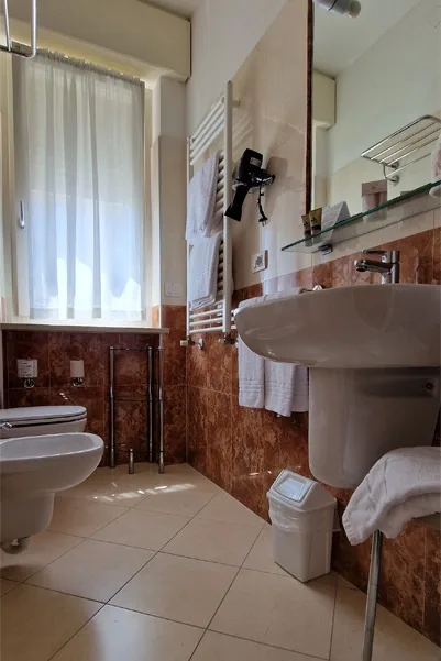 Bathroom with sink and bidet