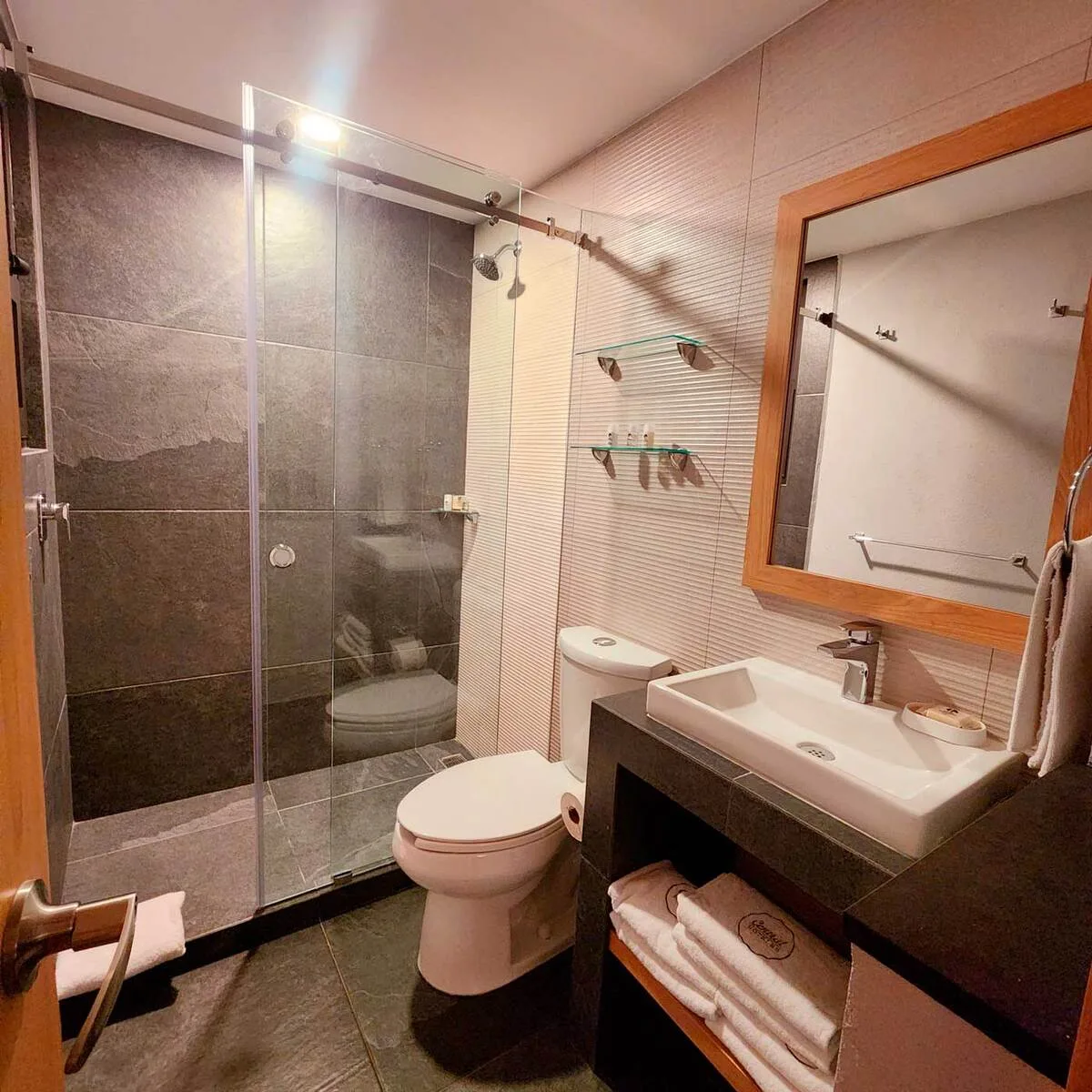 Deluxe room with two double beds and city view