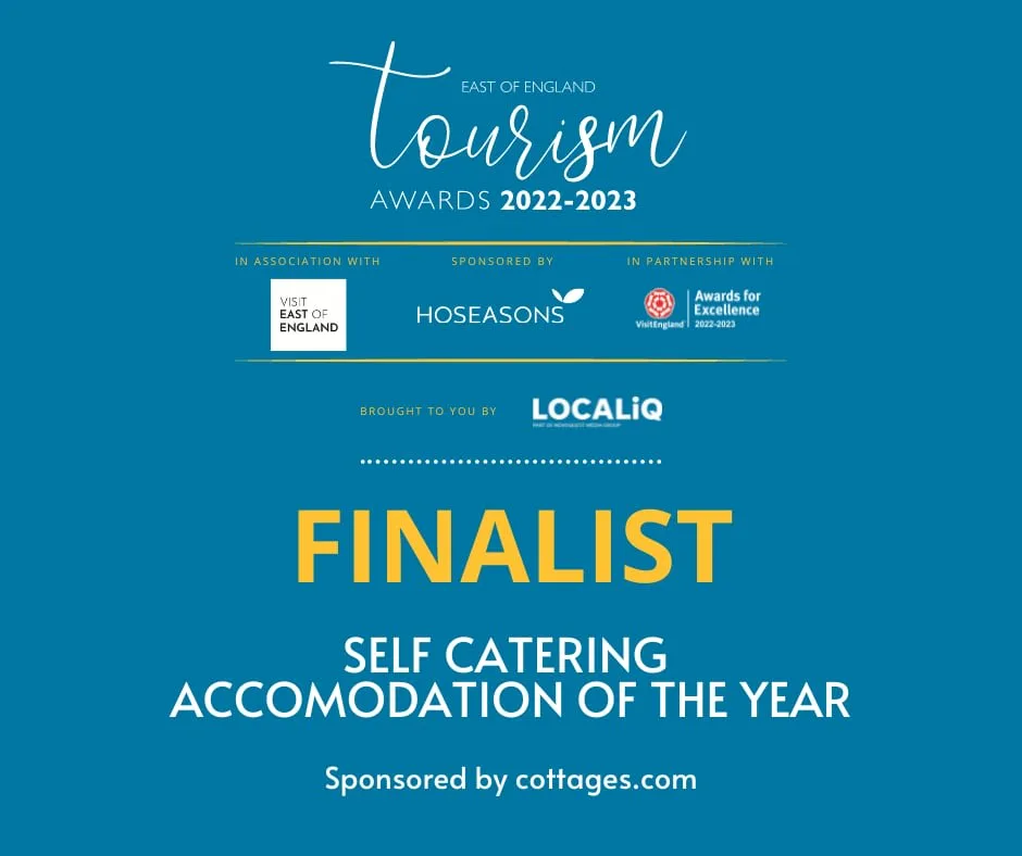 A tourism awards graphic names a finalist for self-catering accommodation of the year.