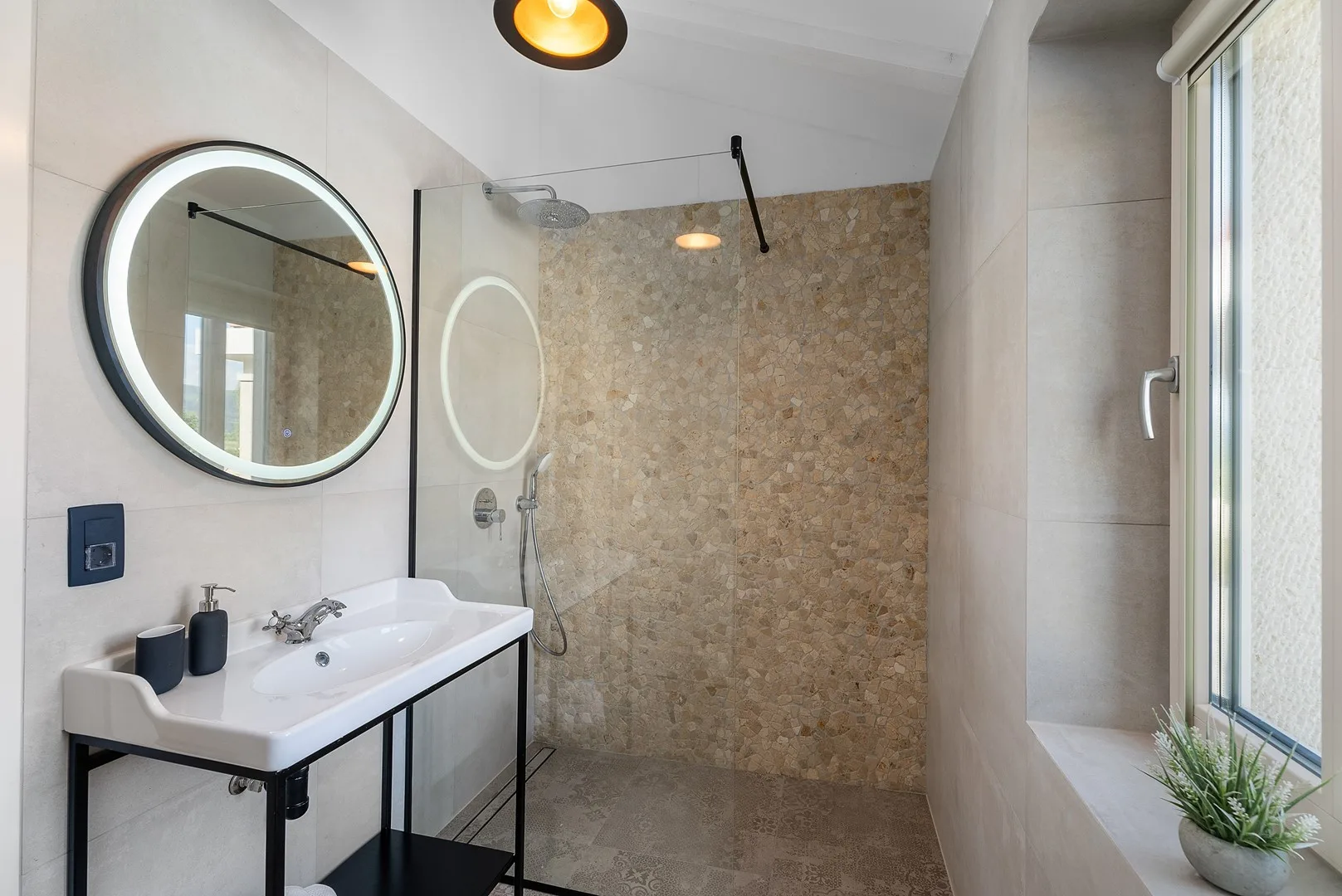 A family bathroom with a shower.