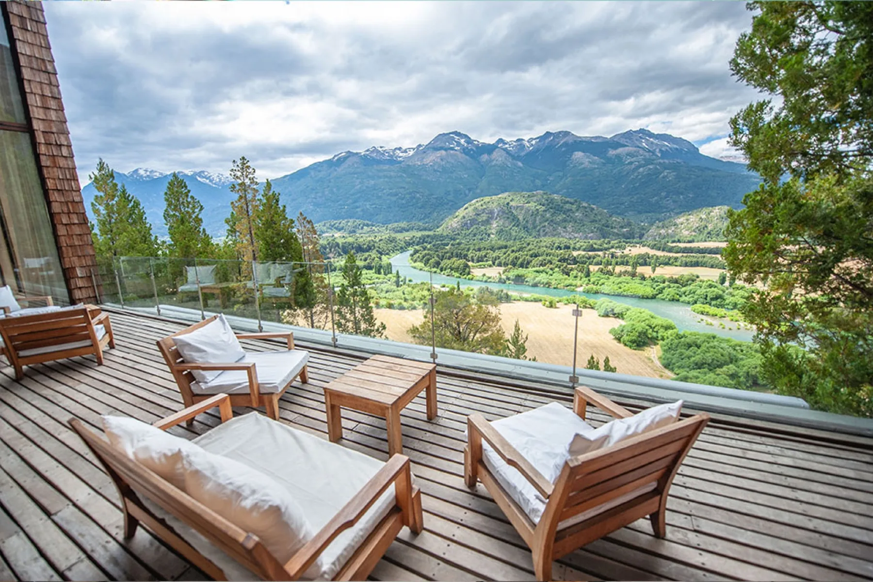 Outdoor terraces at Uman Lodge