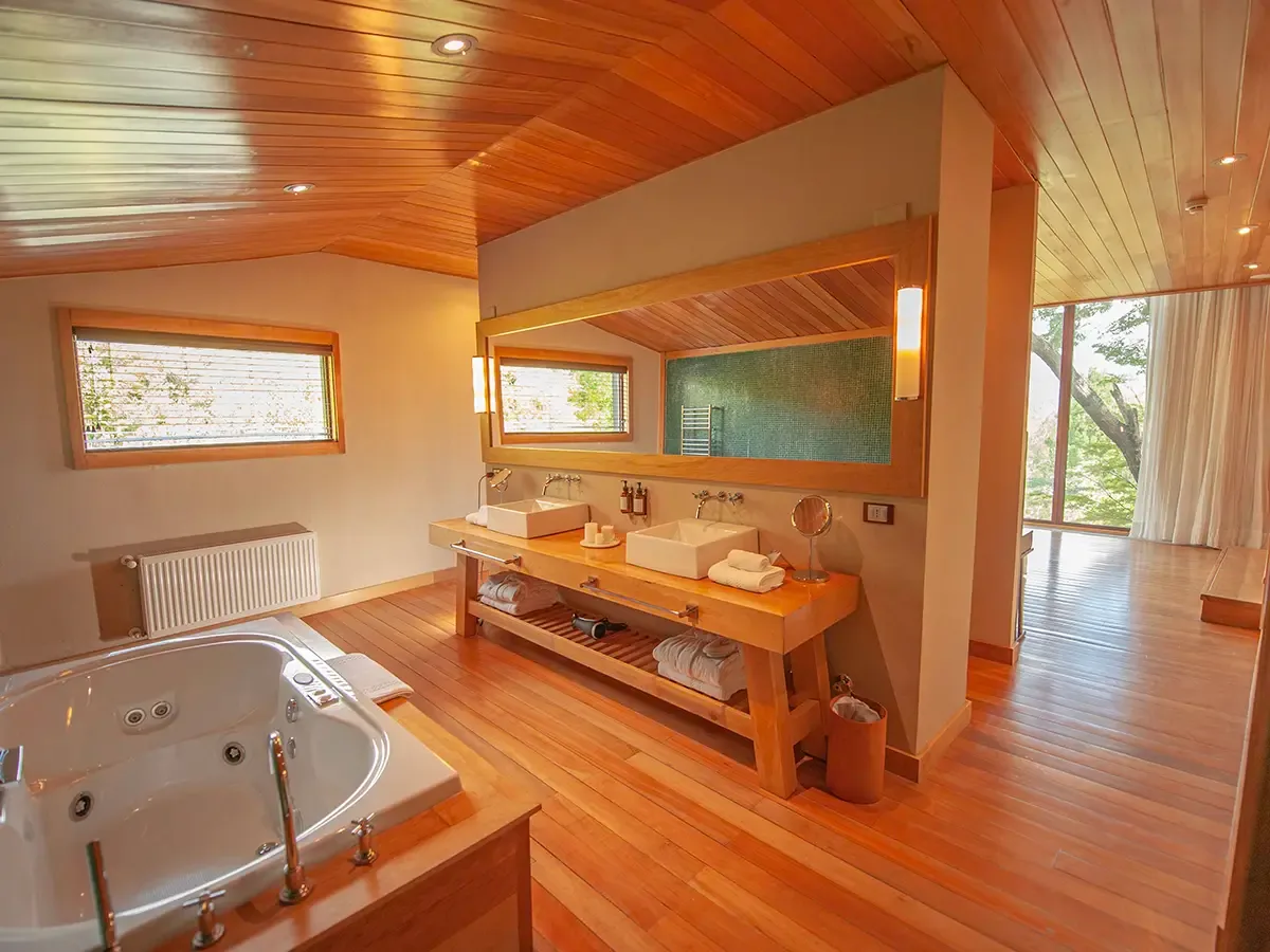 Master Suite open bathroom with double sink and whirlpool bathtub