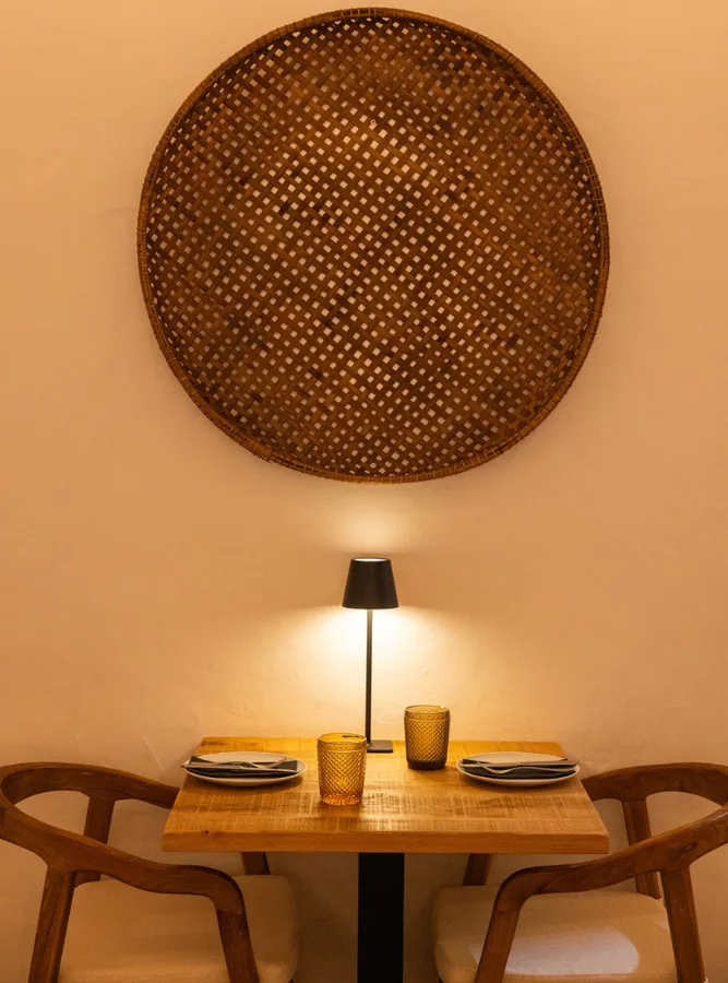 Table set with plates and glasses