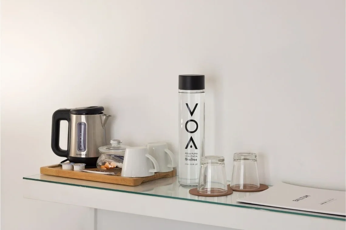 Bottle displayed on a glass shelf