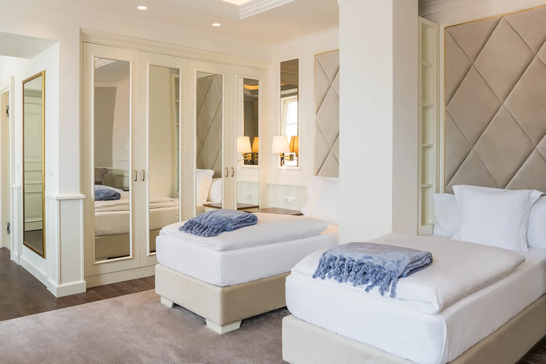 Hotel room with twin beds