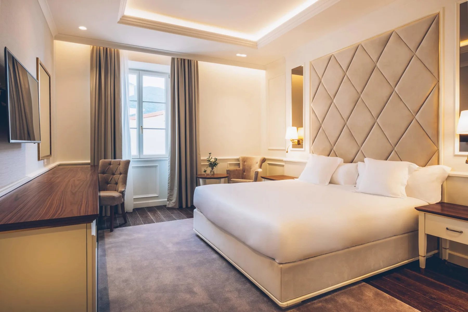 Hotel room with a king-size bed