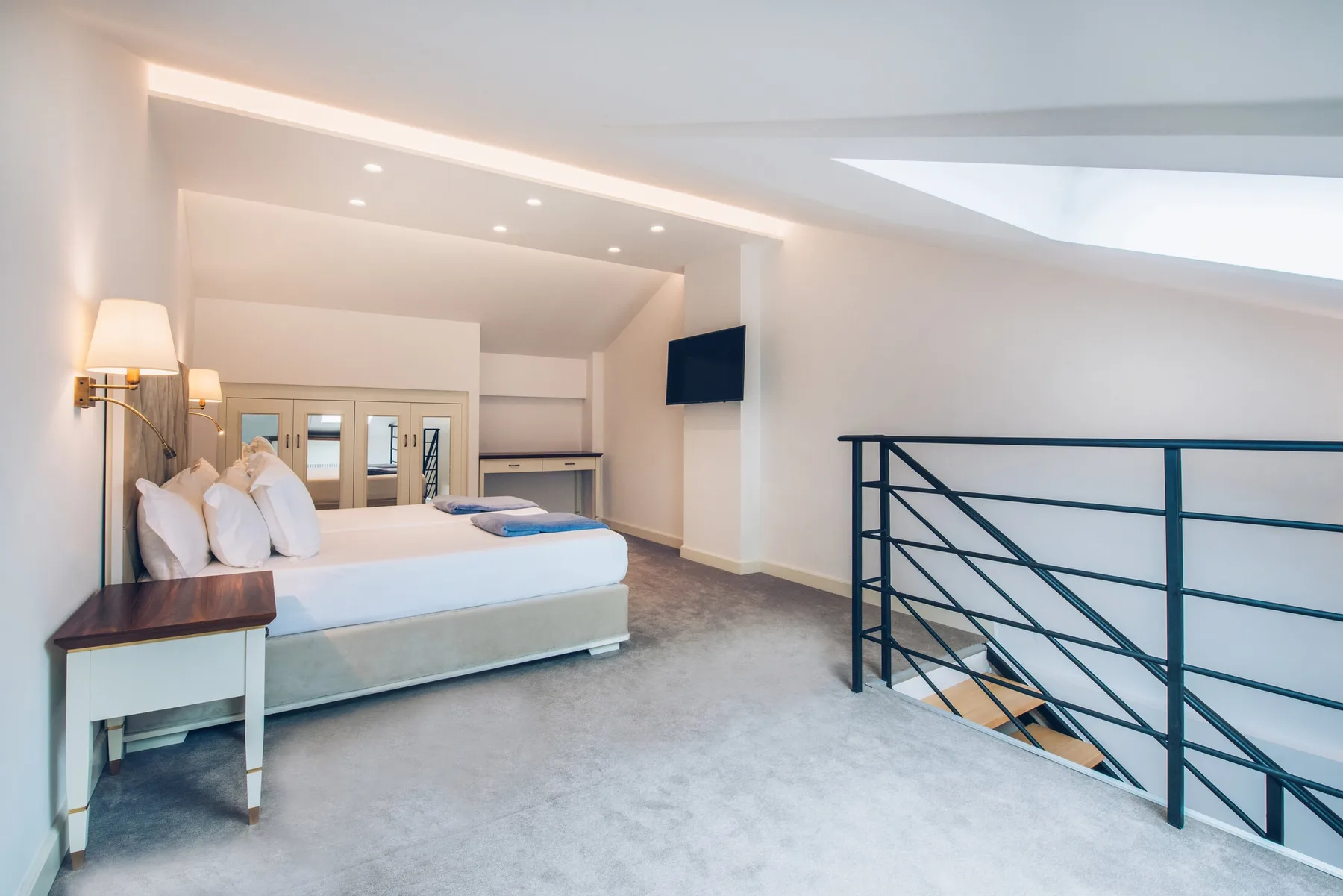 Hotel room on a mezzanine