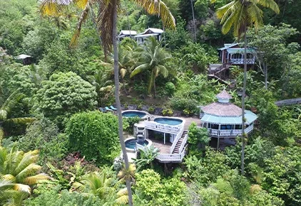 Finca Fond Doux y entorno de selva tropical