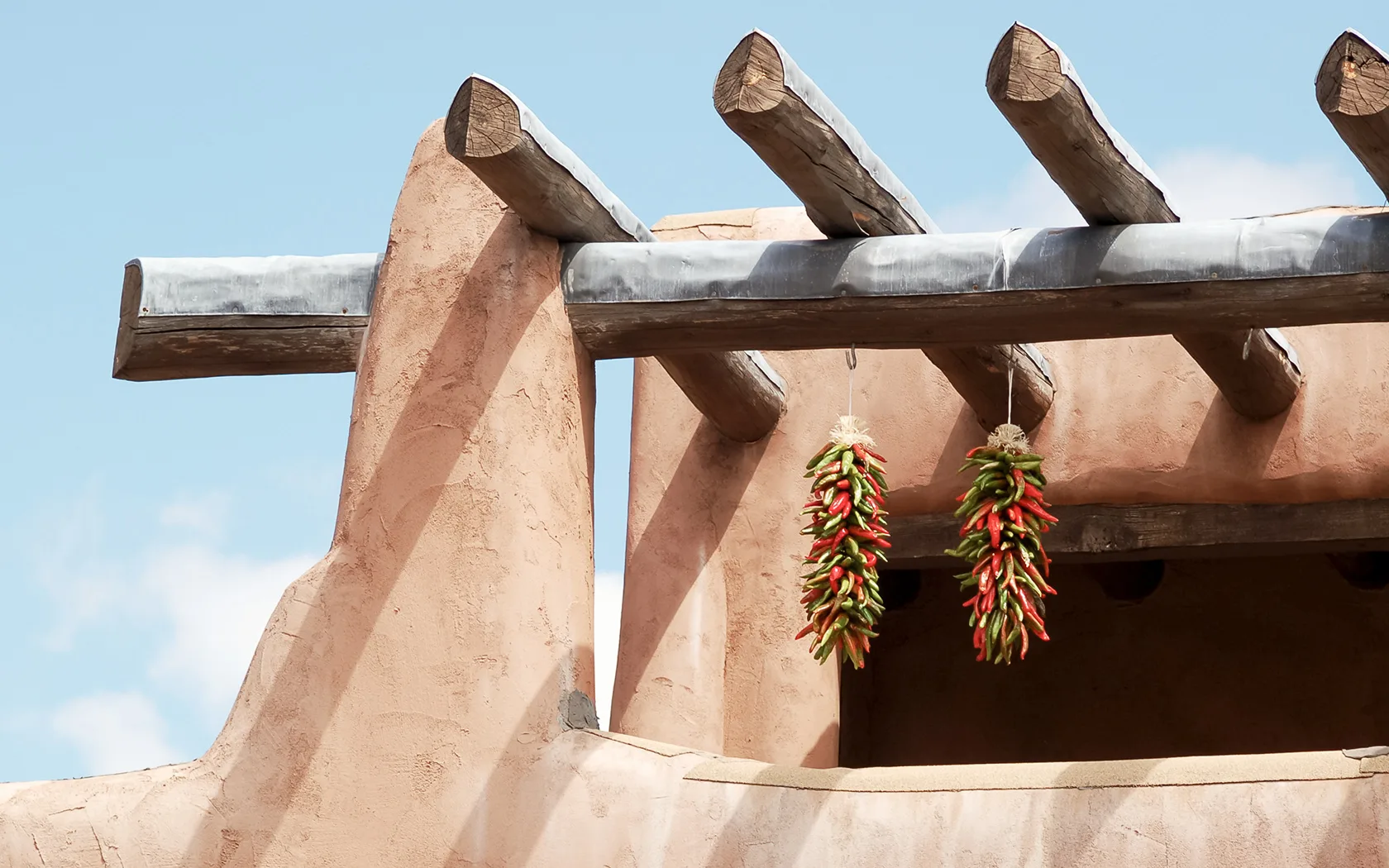 Window with chilies hanging