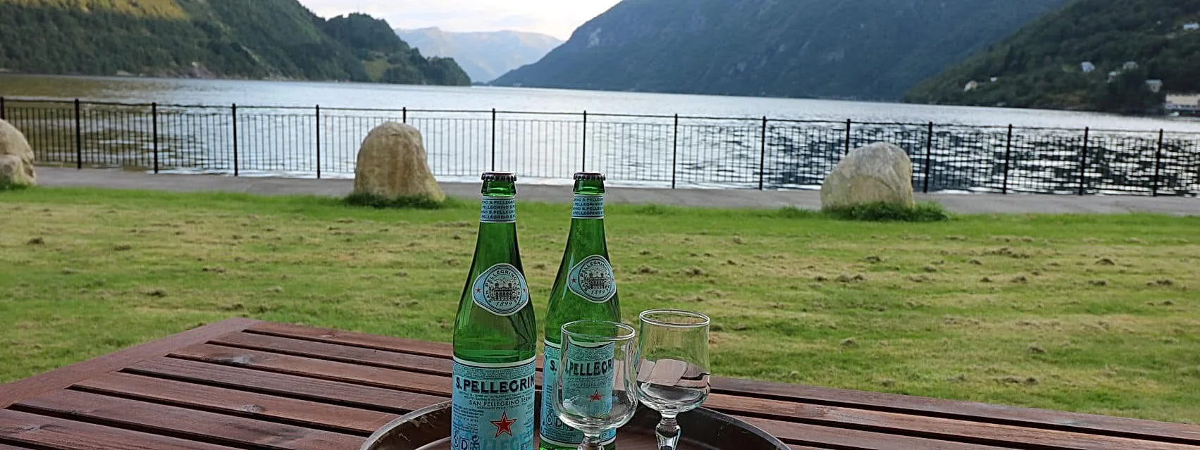The hotel terrace overlooking the Sognefjord