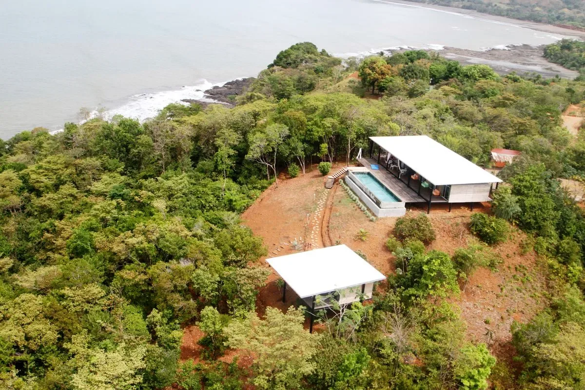 Aerial view of the lodge on the point