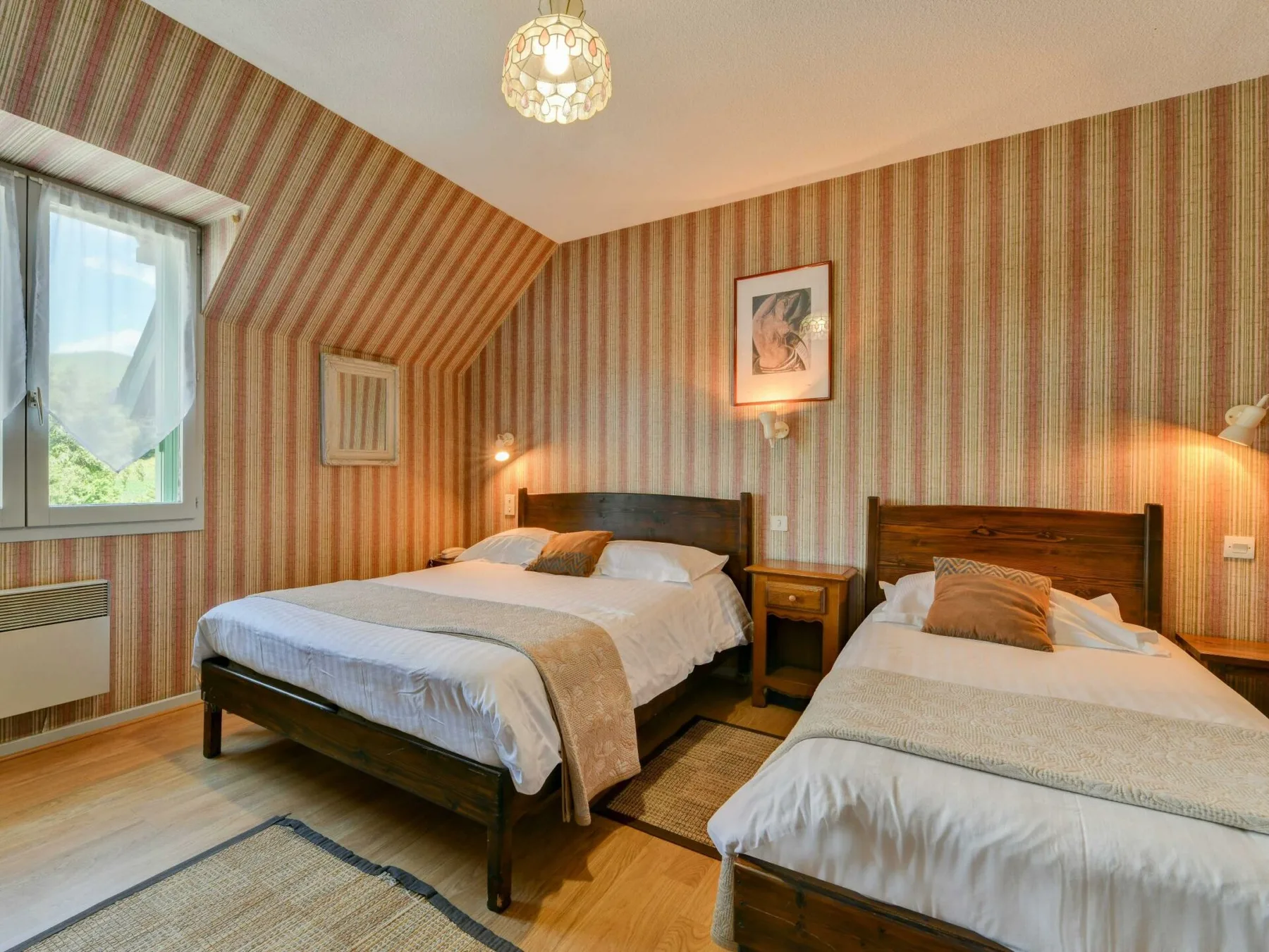 Hotel room with two beds