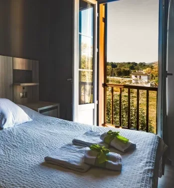 Hotel room balcony and views of the natural surroundings
